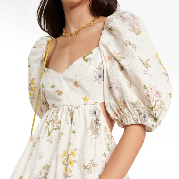 ZIMMERMANN Cutout floral-print cotton-blend seersucker mini dress. Sz 2. Shopbop - Picture 7 of 9